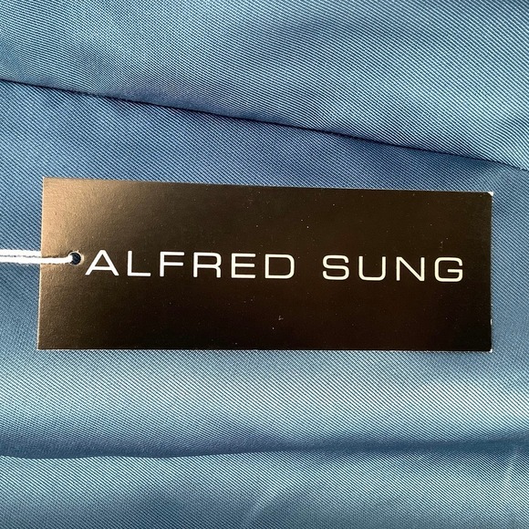 NEW! Alfred Sung Sz 14 High Neck Open Back Satin Cocktail Dress $200 msrp I21-16 - Picture 10 of 11